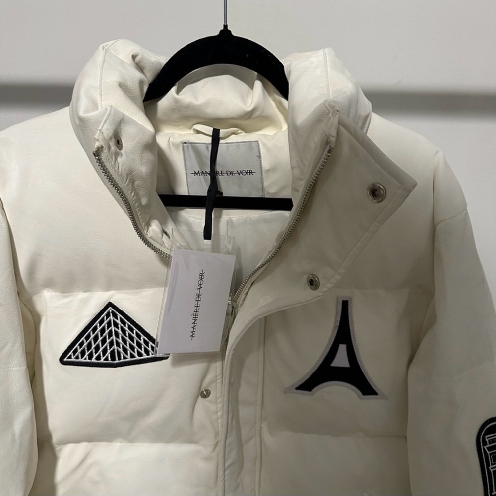 Maniere De Voir Mens Cream Puffer Jacket